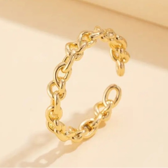 Jewelry - 3/$25 Golden Irregular Chain Link Open Ring Size is Adjustable Unisex Metal